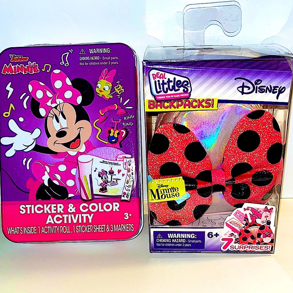 Real Littles, Disney's Minni Backpack.  Disney's Minnie Mouse Activity Set. NWOT